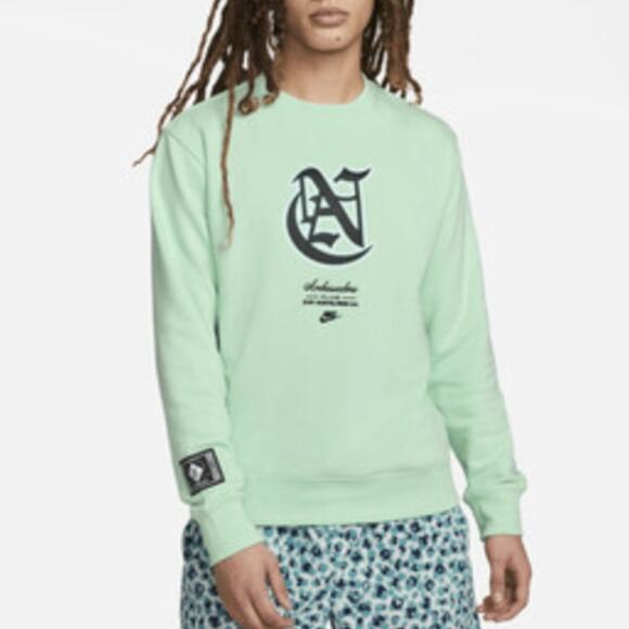 Nike M Ambassadors Club Fleece French Terry Sweatshirt Sportswear Green - Picture 1 of 14